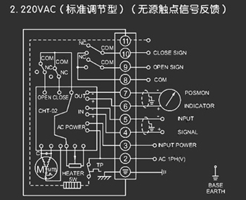 220VAC標(biāo)準(zhǔn)調(diào)節(jié)型<a href='http://m.mexwotb.cn/Product/diefa/diandongdiefa/' target='_blank'>電動<a href='http://m.mexwotb.cn/Product/diefa/' target='_blank'>蝶閥</a></a>接線圖（