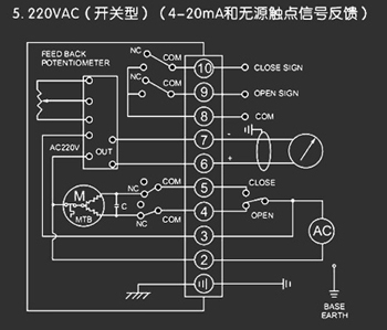 220VAC開關(guān)型<a href='http://m.mexwotb.cn/Product/diefa/diandongdiefa/' target='_blank'>電動<a href='http://m.mexwotb.cn/Product/diefa/' target='_blank'>蝶閥</a></a>接線圖